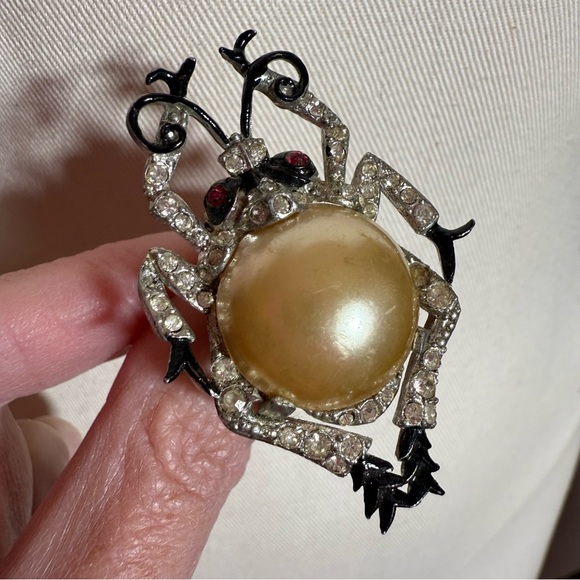 Vintage antique art deco 1920 1930 spider bug pearl dress clip brooch victorian - Picture 10 of 13